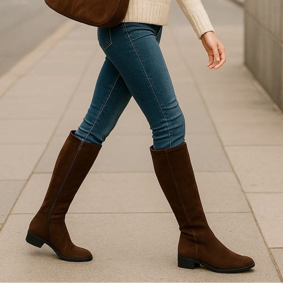 Kenneth Cole New York Stanford Brown Vegan Knee-High Boots Size 8.5 New With Box - Picture 2 of 9